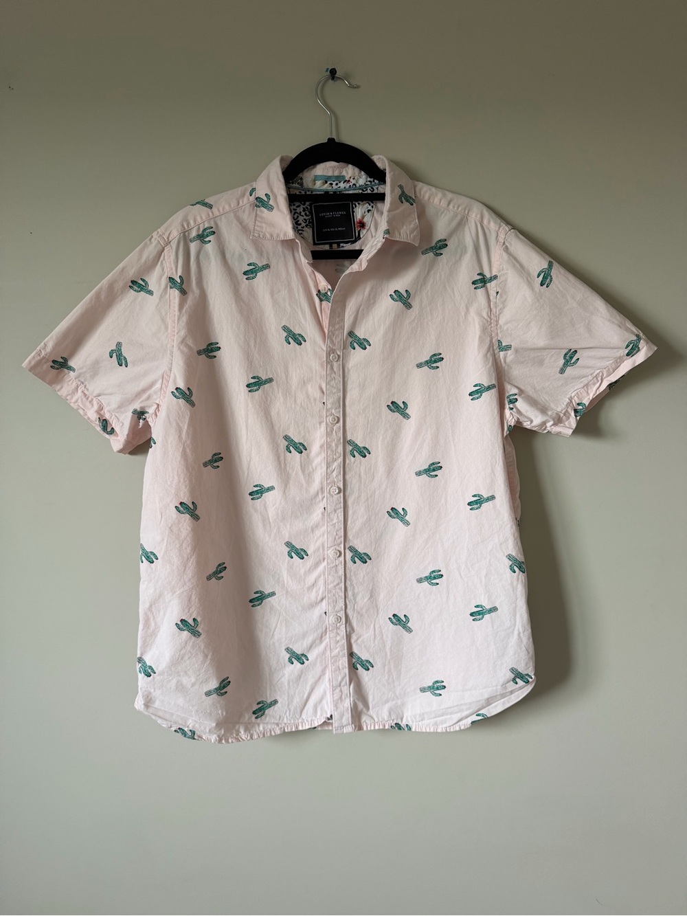 Denim & Flower Ricky Singh Cactus Print Short Sleeve Shirt XL